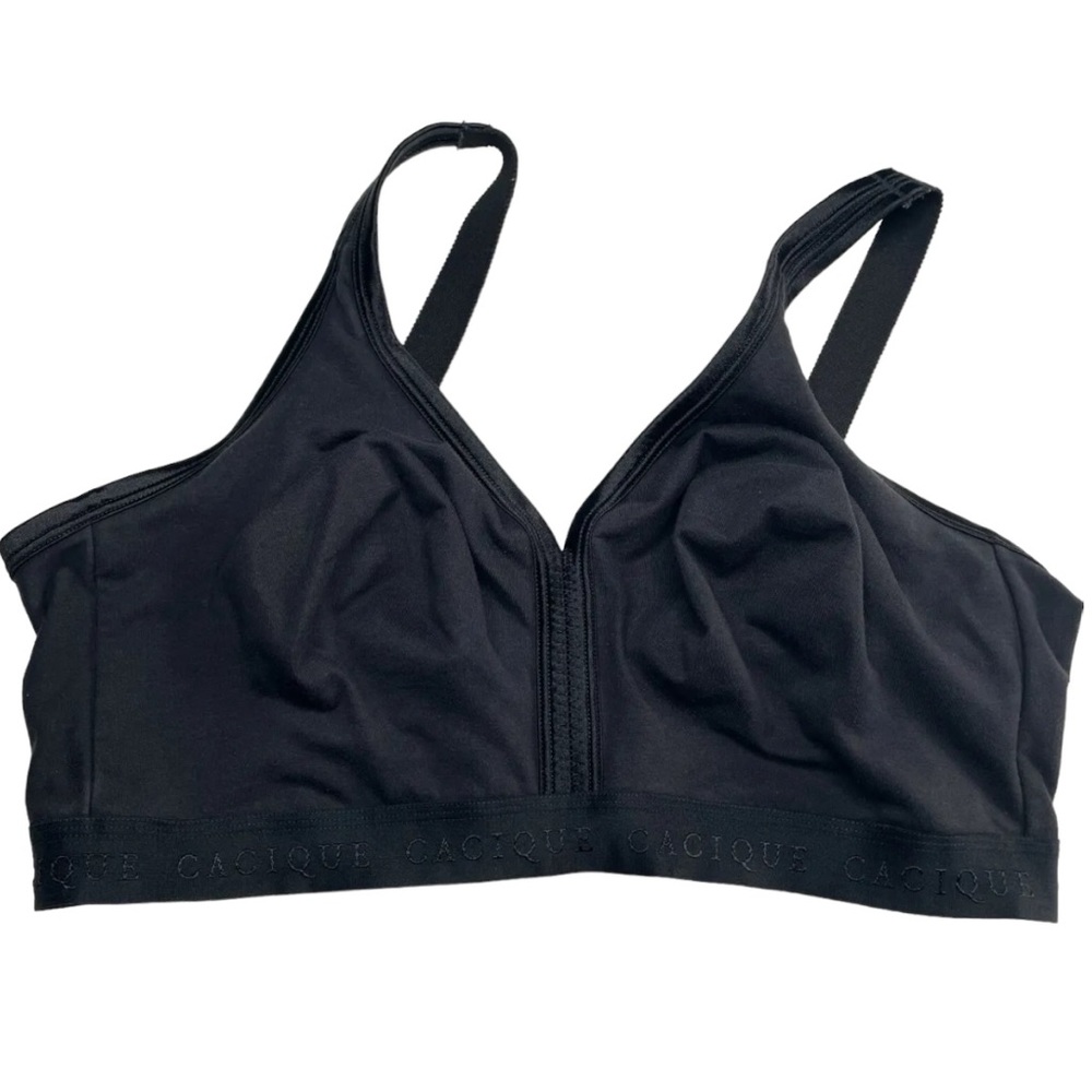 CACIQUE Wireless Cooling Bra 44DD Full Coverage Cotton Blend Minimizer Black